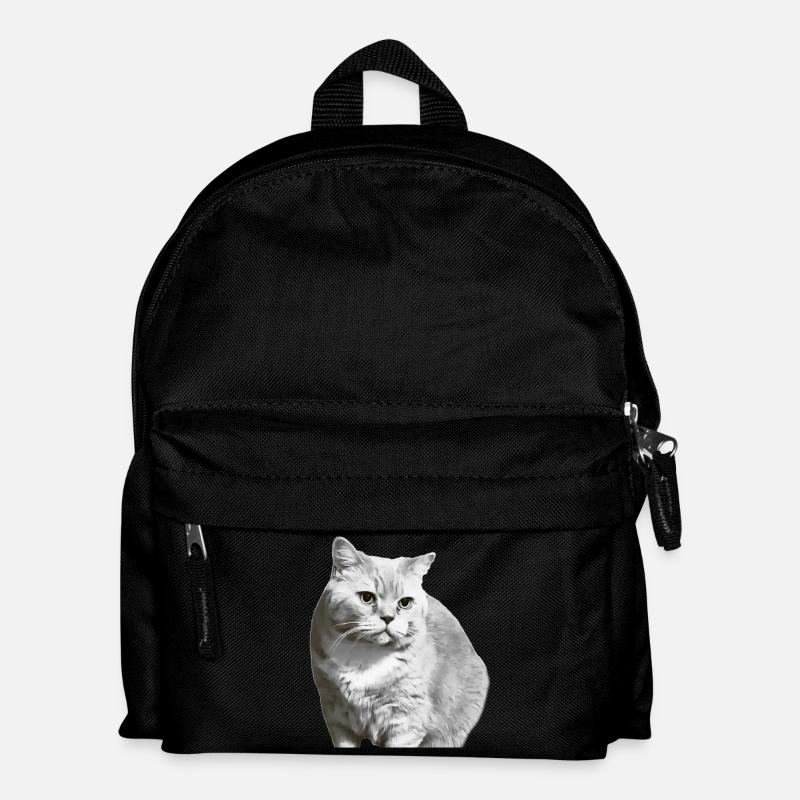 British Shorthair Cat White White Cat Kitten - Kids' Backpack - black