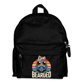 Live Bearded! Bartagame Reptil Terraristik - Kinder Rucksack - Schwarz - Vorne