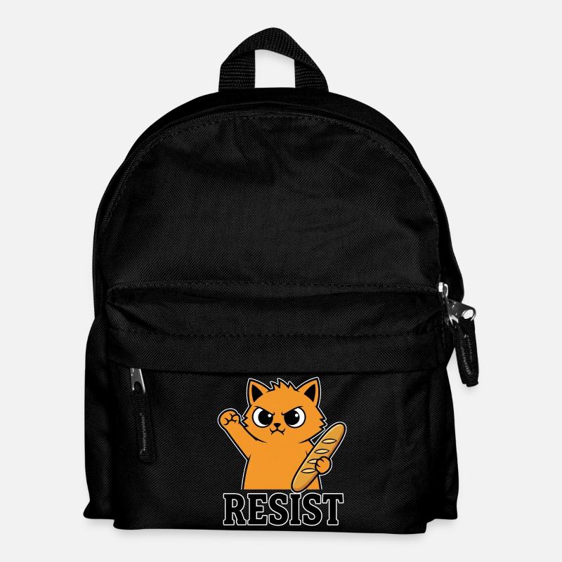 Resist Katze mit Baguette Lustiger Protest - Kinder Rucksack - Schwarz