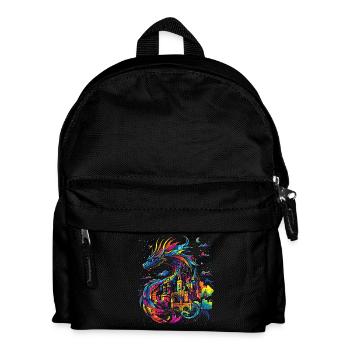 Drache Schloss Fantasie Magie Mythologie Kreatur - Kinder Rucksack - Schwarz - Vorne