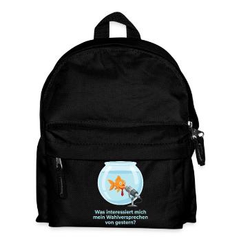 Politiker Goldfisch Wahlversprechen Amnesie Satire - Kinder Rucksack - Schwarz - Vorne