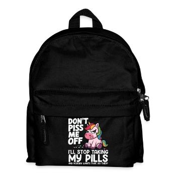 Wütendes Einhorn: Pillenwitz ich nehme keine pille - Kinder Rucksack - Schwarz - Vorne