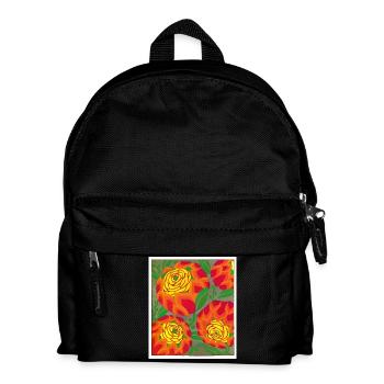 Golden Roses on Crimson Ground - Kids' Backpack - black - Front