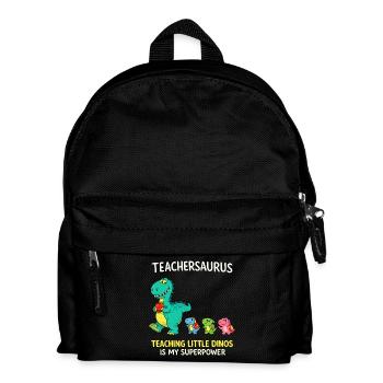 Teachersaurus Teacher Humor with Little Dinosaur - Kids' Backpack - black - Front