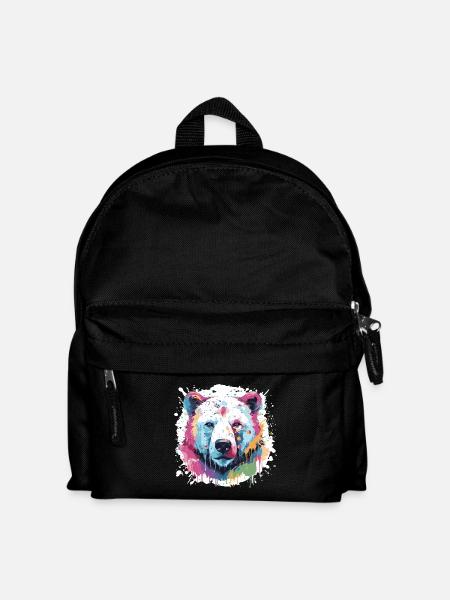 Eisbär Tier Pop Art Kopf Polar bär - Kinder Rucksack - Schwarz