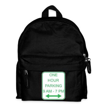 Road sign one hour parking - Kids' Backpack - black - Front