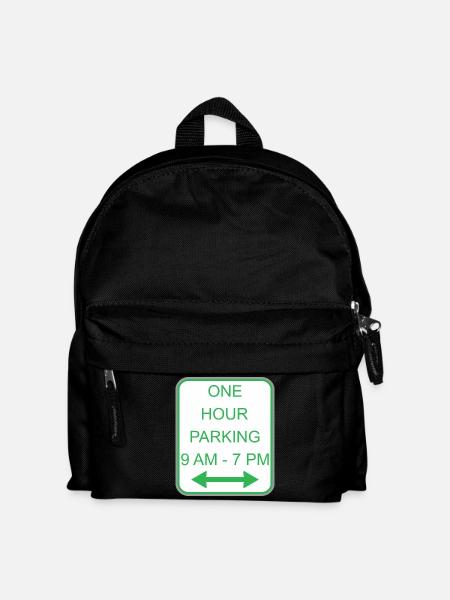 Road sign one hour parking - Kids' Backpack - black