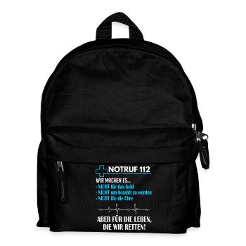 Sanitäter - Notruf 112 - T-Shirt - Kinder Rucksack - Schwarz - Vorne