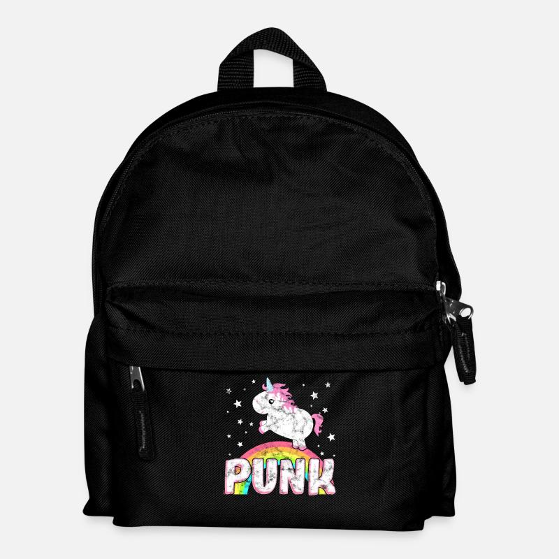 Cooles Ironisches Punk Musik Einhorn - Kinder Rucksack - Schwarz