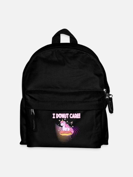 I donut care unicorn on donut - Kids' Backpack - black