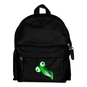 Lustiger grüner Vogel mit großen Augen - Kinder Rucksack - Schwarz - Vorne