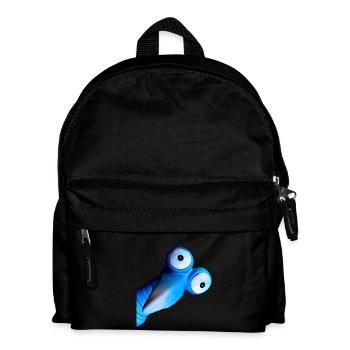 Lustiger blauer Vogel mit großen Augen - Kinder Rucksack - Schwarz - Vorne