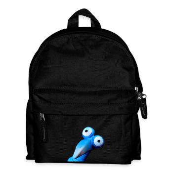 Lustiger blauer Vogel mit großen Augen - Kinder Rucksack - Schwarz - Vorne