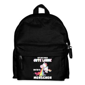Gute Laune Einhorn Shirt - Kinder Rucksack - Schwarz - Vorne