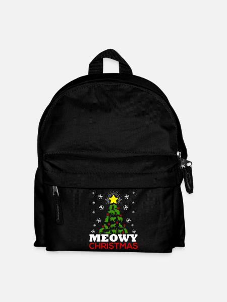 Meowy Christmas Tree - Kids' Backpack - black