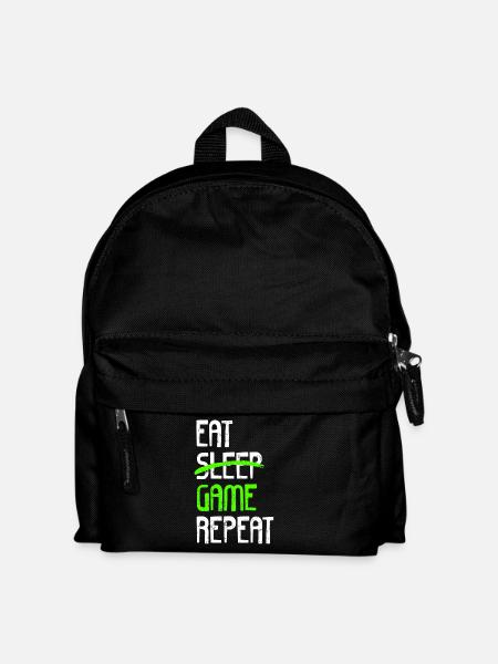 EAT SLEEP GAME REPEAT - Kinder Rucksack - Schwarz