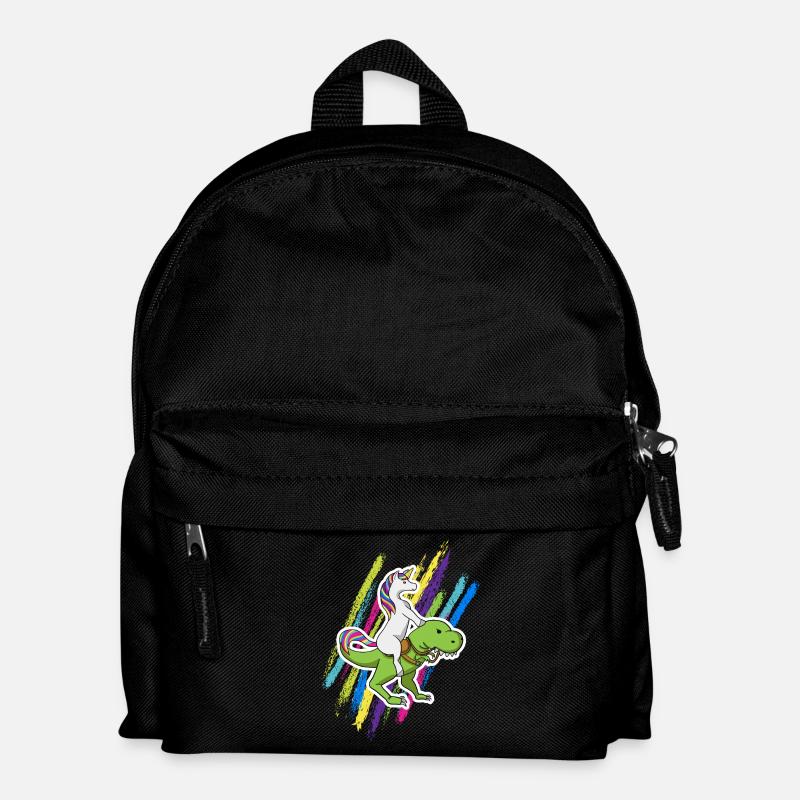 Einhorn Dinosaurier unicorn riding dino Geschenk - Kinder Rucksack - Schwarz