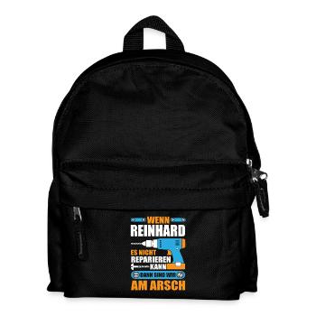 REINHARD Name Geschenk Reparatur reparieren - Kinder Rucksack - Schwarz - Vorne