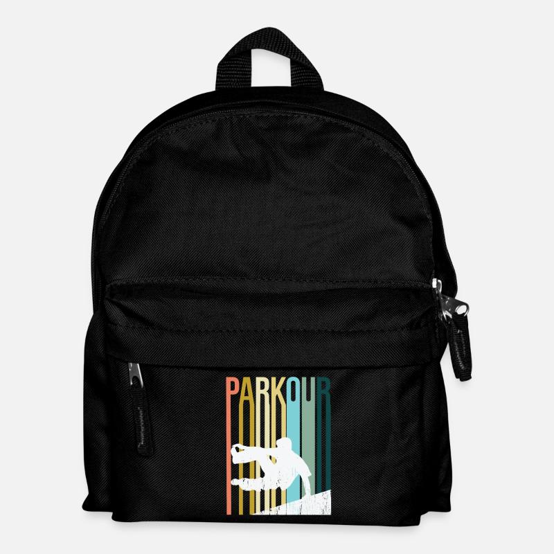 Parkour Retro - Kinder Rucksack - Schwarz