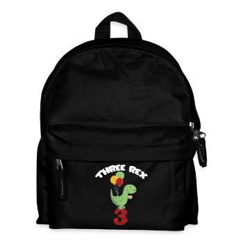 Three Rex - Dritter Geburtstag Junge - 3 Jahre - Kinder Rucksack - Schwarz - Vorne