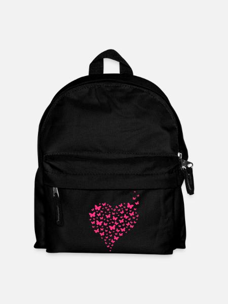 Herz aus Schmetterlingen 2 - Farbe änderbar - Kinder Rucksack - Schwarz