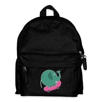 Skater Elefant - Kinder Rucksack - Schwarz - Vorne