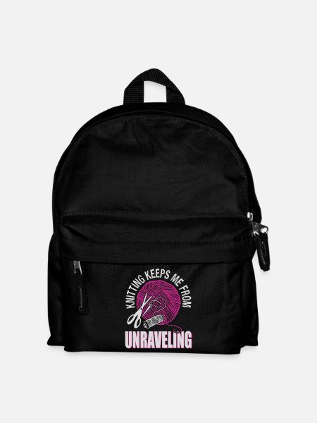 Knitting keeps me from unraveling - Kids' Backpack - black