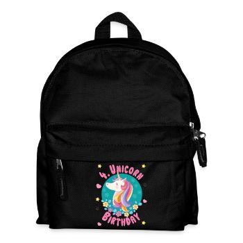 Einhorn 4. Geburtstag 4 Jahre - Einhorngeburtstag - Kinder Rucksack - Schwarz - Vorne