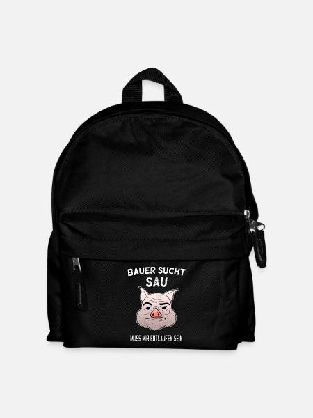 Bauer sucht Frau Sau lustig Landwirt Geschenk - Kinder Rucksack - Schwarz