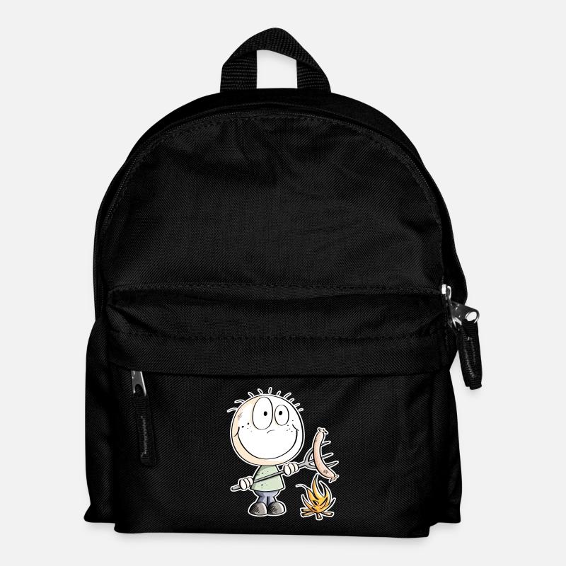 Lustiges Wurst Grillen Strichmännchen - Kinder Rucksack - Schwarz