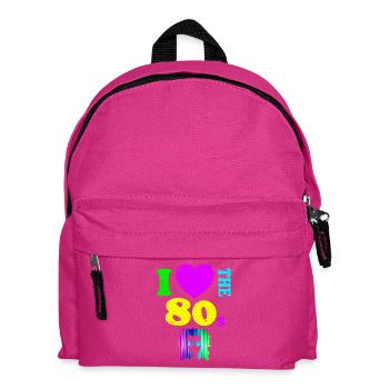 I Love The 80s T-Shirt Neon Punk Rocker Glowing - Kids' Backpack - fuchsia - Front
