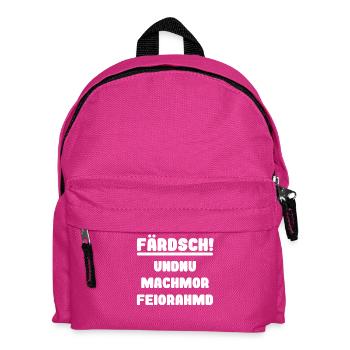 sächsisch Dialekt lustig Arbeit Feierabend Färdsch - Kinder Rucksack - Fuchsia - Vorne