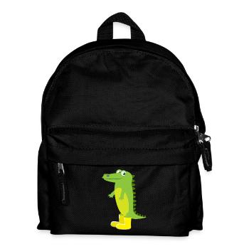 Child motif animal shirt green crocodile gift idea - Kids' Backpack - black - Front