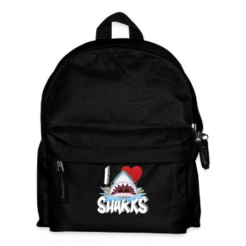 I Love Sharks Cute Novelty Week of the Shark Gift Idea For Shark Lovers Graphic Shark attack - Kids' Backpack - black - Front