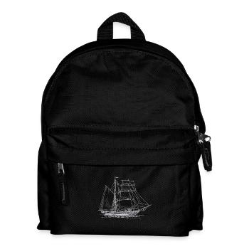Segel T-Shirt Segelboot mit gezeichnetem Schiff - Kinder Rucksack - Schwarz - Vorne