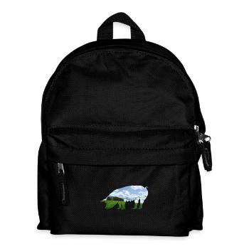 Landschafts-Bärsilhouette - Kinder Rucksack - Schwarz - Vorne