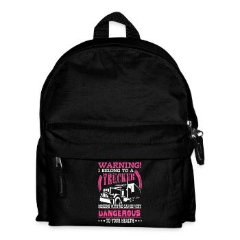 Warning I belong to a trucker - road rage - Kinder Rucksack - Schwarz - Vorne
