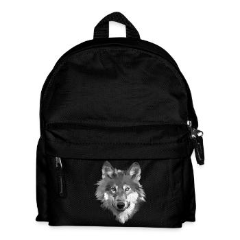 Grayscale Wolf Portrait - Kids' Backpack - black - Front