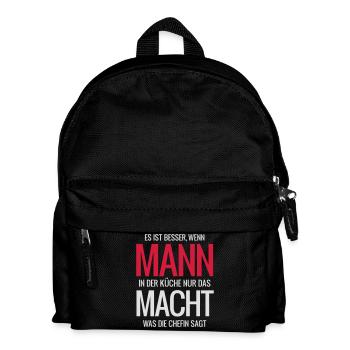Mann in der Küche weiss - Kinder Rucksack - Schwarz - Vorne