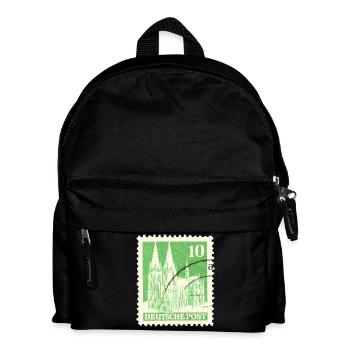 Kölner Dom Briefmarke 10er Grün 1948 - Kinder Rucksack - Schwarz - Vorne