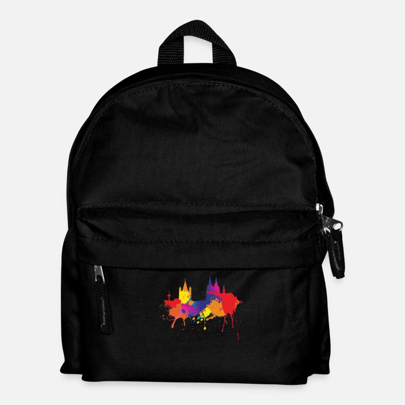 Köln Skyline Kölner Dom Bunt Farben Malerei - Kinder Rucksack - Schwarz
