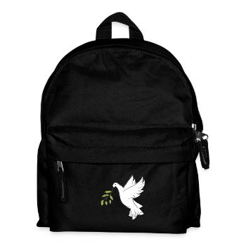 Christliches Symbol - Taube mit Olivenzweig - Kinder Rucksack - Schwarz - Vorne