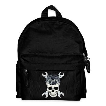 Automechaniker Schrauber Maschine Totenkopf - Kinder Rucksack - Schwarz - Vorne