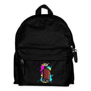 Colorful Sleep Spray with Graffiti Design - Kids' Backpack - black - Front