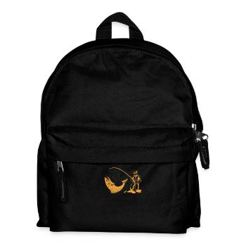 Angler Angelrute Angelschnur Forelle - Kinder Rucksack - Schwarz - Vorne