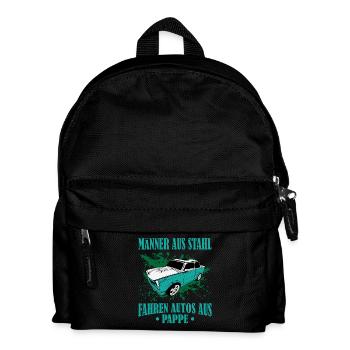 GDR Trabi Men made of steel, drive cars made of cardboard - Kids' Backpack - black - Front