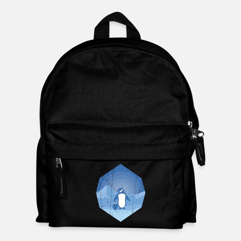 Pinguin Mutter mit Pinguin Baby - Kinder Rucksack - Schwarz