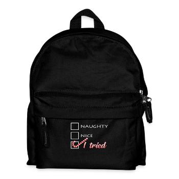 Naughty Nice I Tried – Xmas Humor - Kids' Backpack - black - Front
