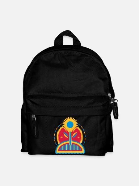 große leuchtende Sonnenblume im Blumenbeet - Kinder Rucksack - Schwarz