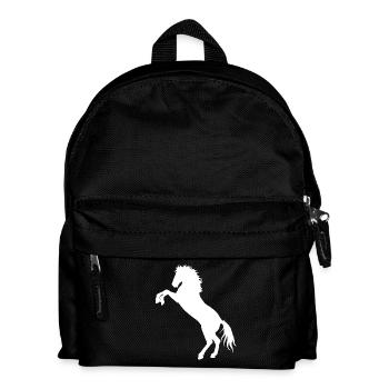 Wildpferd Hengst Pferd Pferde Pony Reiten Reiter - Kinder Rucksack - Schwarz - Vorne